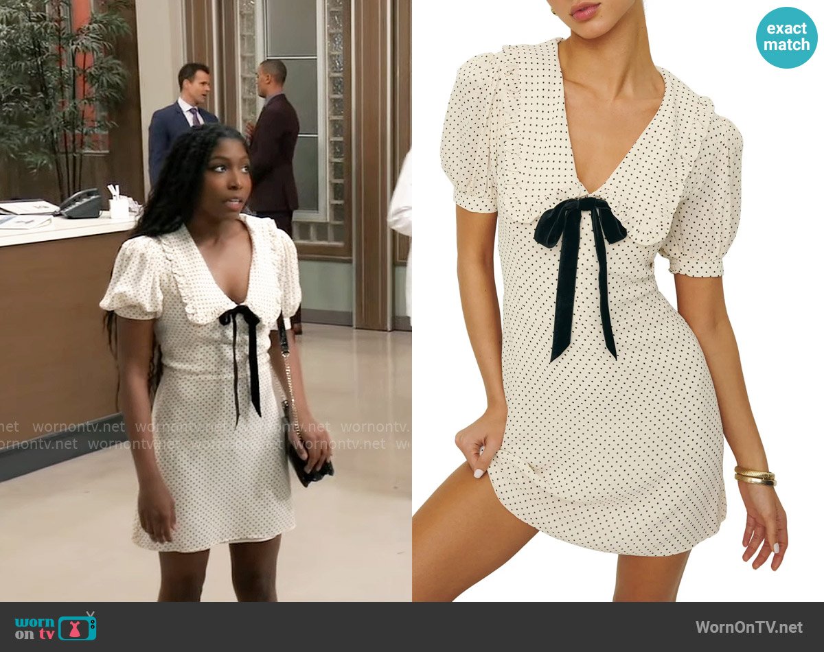 Trina’s dotted mini dress on General Hospital