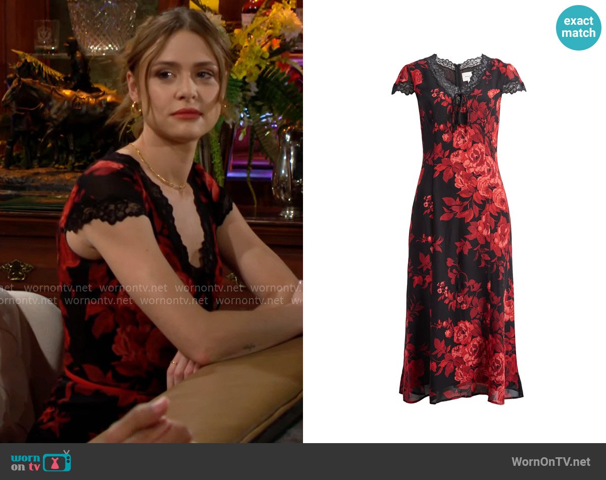 Reformatin Tiffie Dress in Basilica worn by Claire Grace (Hayley Erin) on The Young and the Restless