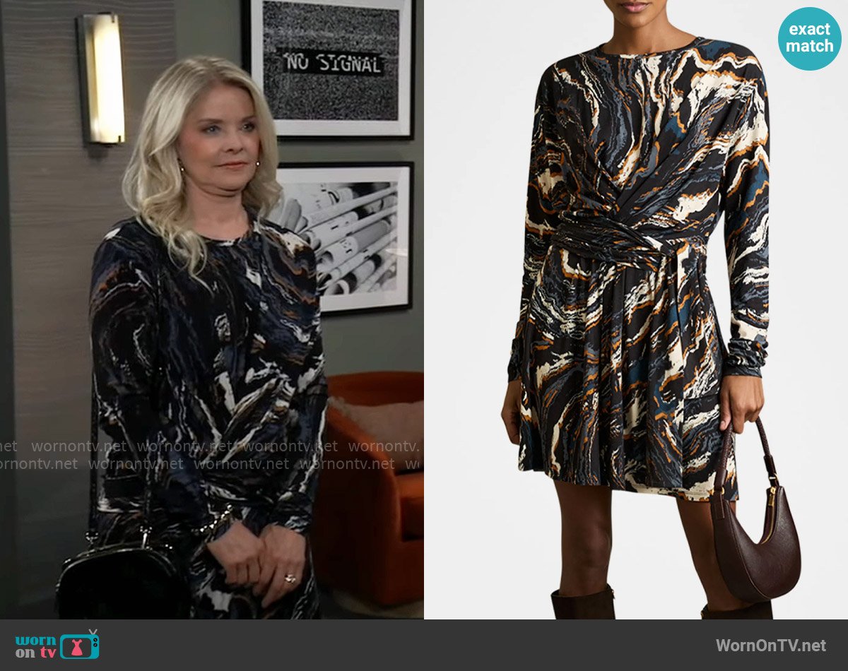 Reiss Jasmine Abstract-Print Jersey Mini Dress worn by Felicia Scorpio (Kristina Wagner) on General Hospital
