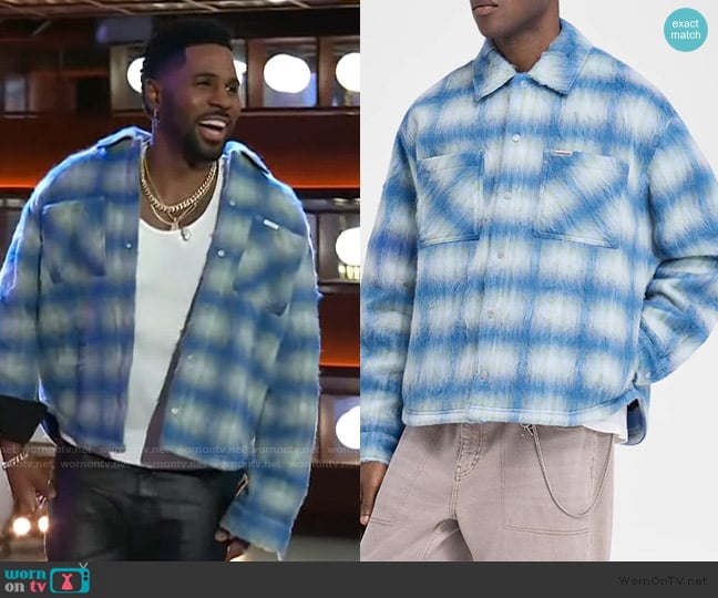 Represent Textured Check Overshirt worn by Jason Derulo on The Kelly Clarkson Show