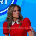 Rhiannon’s red cable knit puff sleeve sweater on Good Morning America