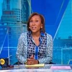 Robin’s blue geometric print blouse on Good Morning America