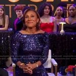 Robin’s navy sequin gown on Good Morning America