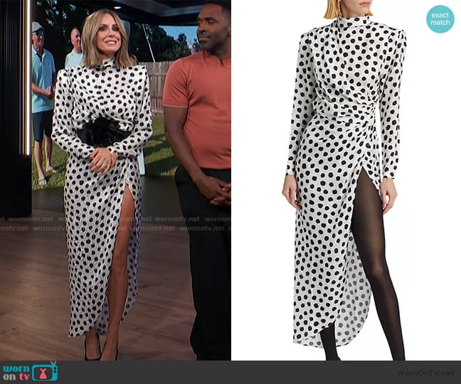 Ronny Kobo Ariane Spot Asymmetric Midi-Dress worn by Keltie Knight on E! News