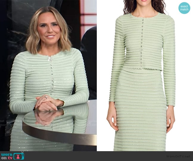 Sandro Rhinestone Cardigan worn by Keltie Knight on E! News