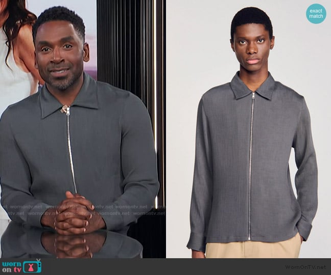 Sandro Pleated Shirt worn by Justin Sylvester on E! News