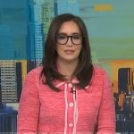 Savannah's pink contrast trim cardigan on NBC News