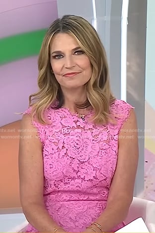 Savannah's pink floral lace dress on Today