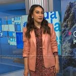 Morgan’s pink print top and leather blazer on NBC News Daily