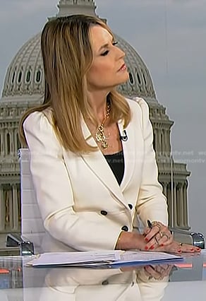 Savannah's white double breasted blazer on Today