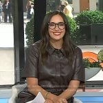 Savannah’s brown short sleeve leather dress on Today