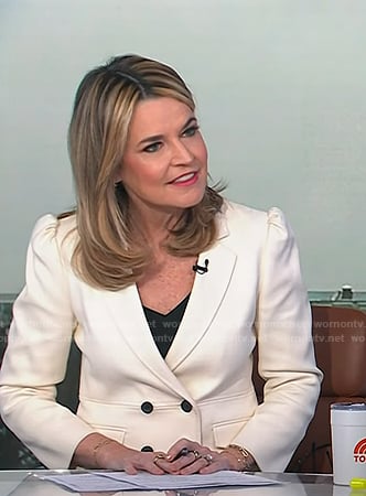 Savannah's white double breasted blazer on Today
