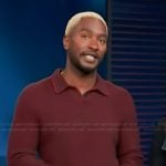Scott’s red knit collared sweater on Access Hollywood
