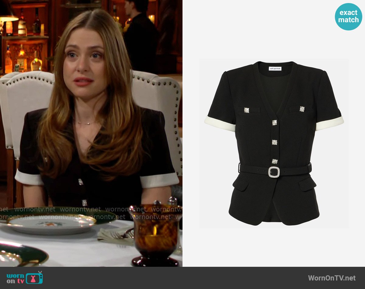 Self Portrait Crepe Top worn by Claire Grace (Hayley Erin) on The Young and the Restless