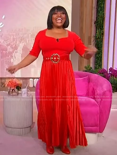 Sherri’s red pleated dress on Sherri