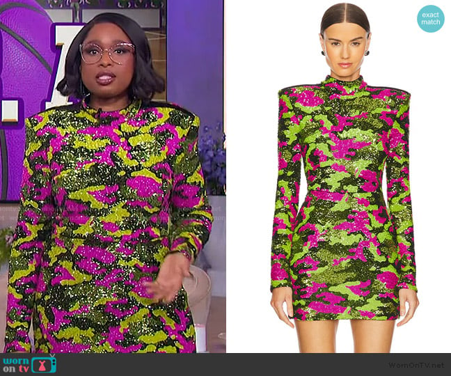 Jennifer’s metallic camo mini dress on The Jennifer Hudson Show