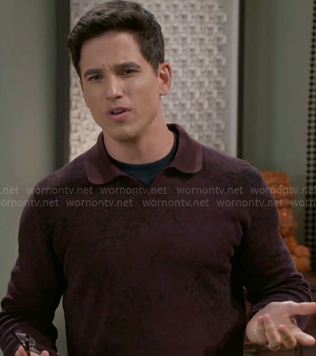Smitty's purple printed polo sweater on Beyond the Gates