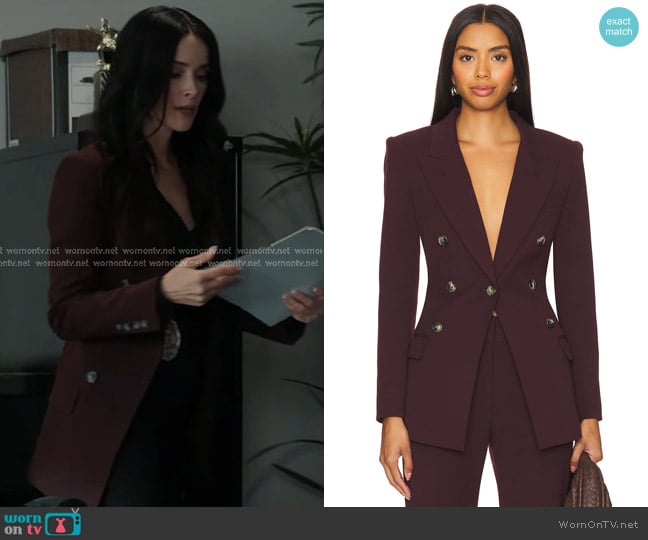 Amber’s burgundy double breasted blazer on 9-1-1