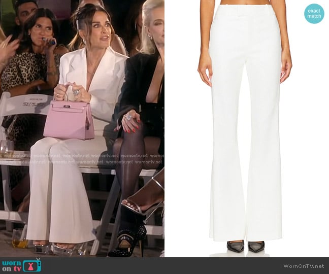 Smythe Tux Bootcut Pant in Ivory worn by Kyle Richards on The Real Housewives of Beverly Hills