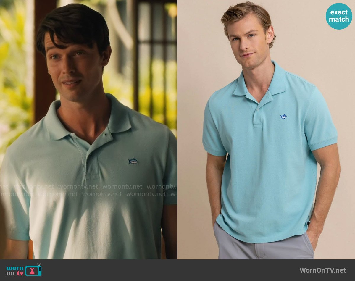 Southern Tide Skipjack Polo Shirt worn by Saxon Ratliff (Patrick Schwarzenegger) on The White Lotus