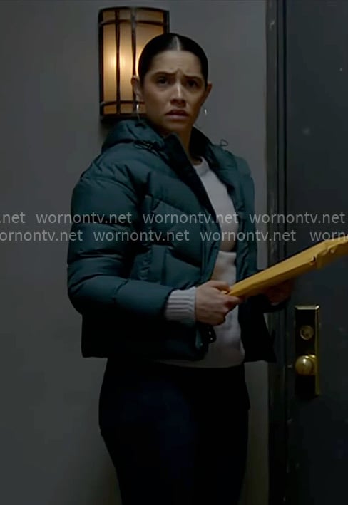 Stella's teal green puffer jacket on Chicago Fire