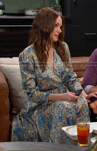 Stephanie’s blue and yellow print maxi dress on Days of our Lives