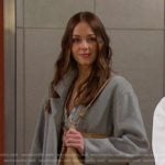 Stephanie’s grey coat and beige leather bag on Days of our Lives