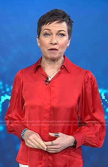 Stephanie’s red satin blouse on Today