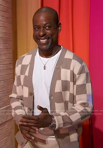 Sterling K. Brown's check print cardigan on Sherri