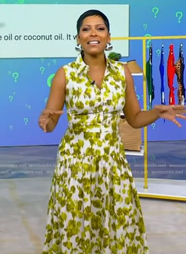 Tamron's floral print sleeveless shirtdress on Tamron Hall Show