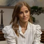 Taylor’s striped puff-sleeve blouse on The Bold and the Beautiful