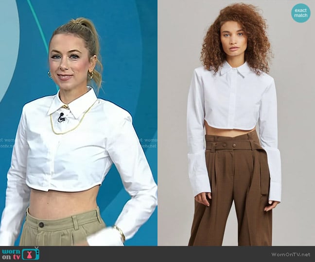 The Frankie Shop Uma Cropped Shirt worn by Iliza Shlesinger on Today