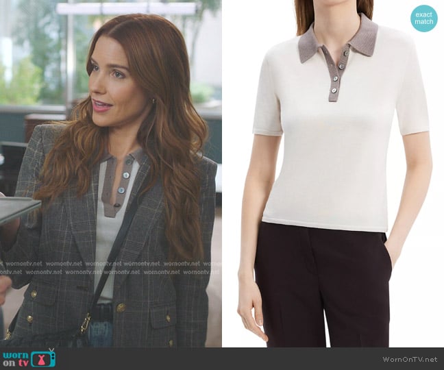 Cass Beckman’s contrast polo top on Greys Anatomy