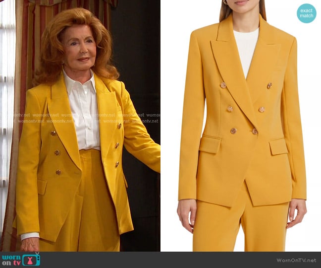 Toccin Kylie Double-Breasted Cutaway Blazer in Marigold worn by Maggie Horton (Suzanne Rogers) on Days of our Lives