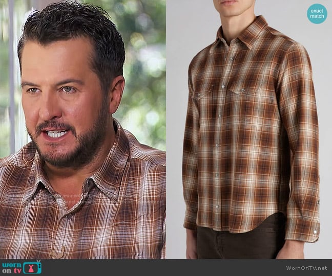 Tom Ford Grand Check Western Shirt worn by Luke Bryan on American Idol