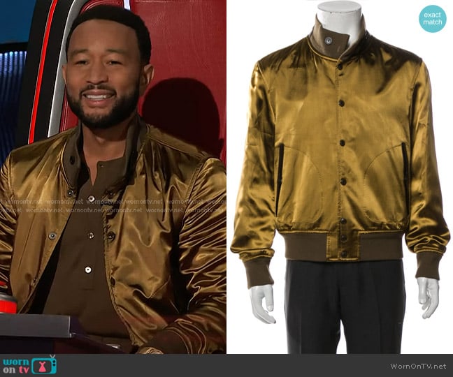 Tom Ford Silk Bomber Jacket worn by John Legend on The Voice