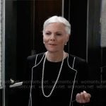 Tracy’s black jacket with white trims on General Hospital