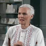 Tracy’s white printed oversized blouse on General Hospital
