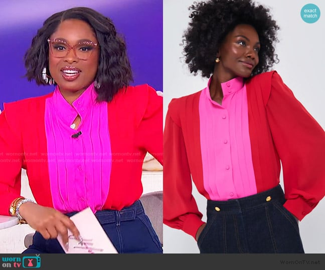 Jennifer’s colorblock blouse on The Jennifer Hudson Show