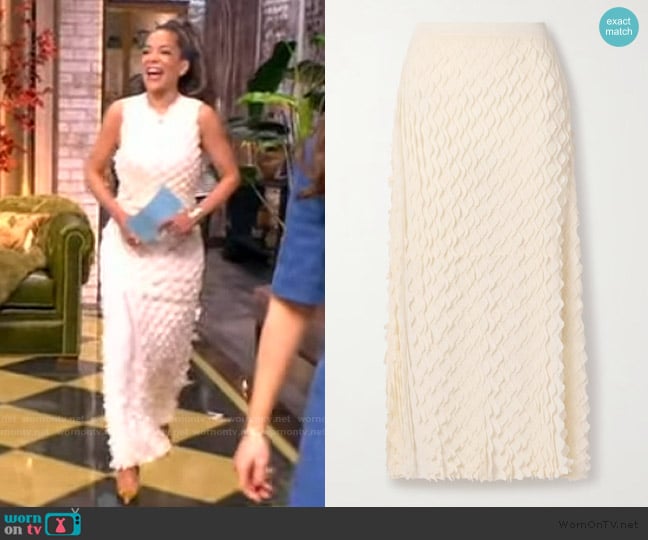 Ulla Johnson Willa Scalloped Ruffle Maxi Skirt worn by Sunny Hostin on The View