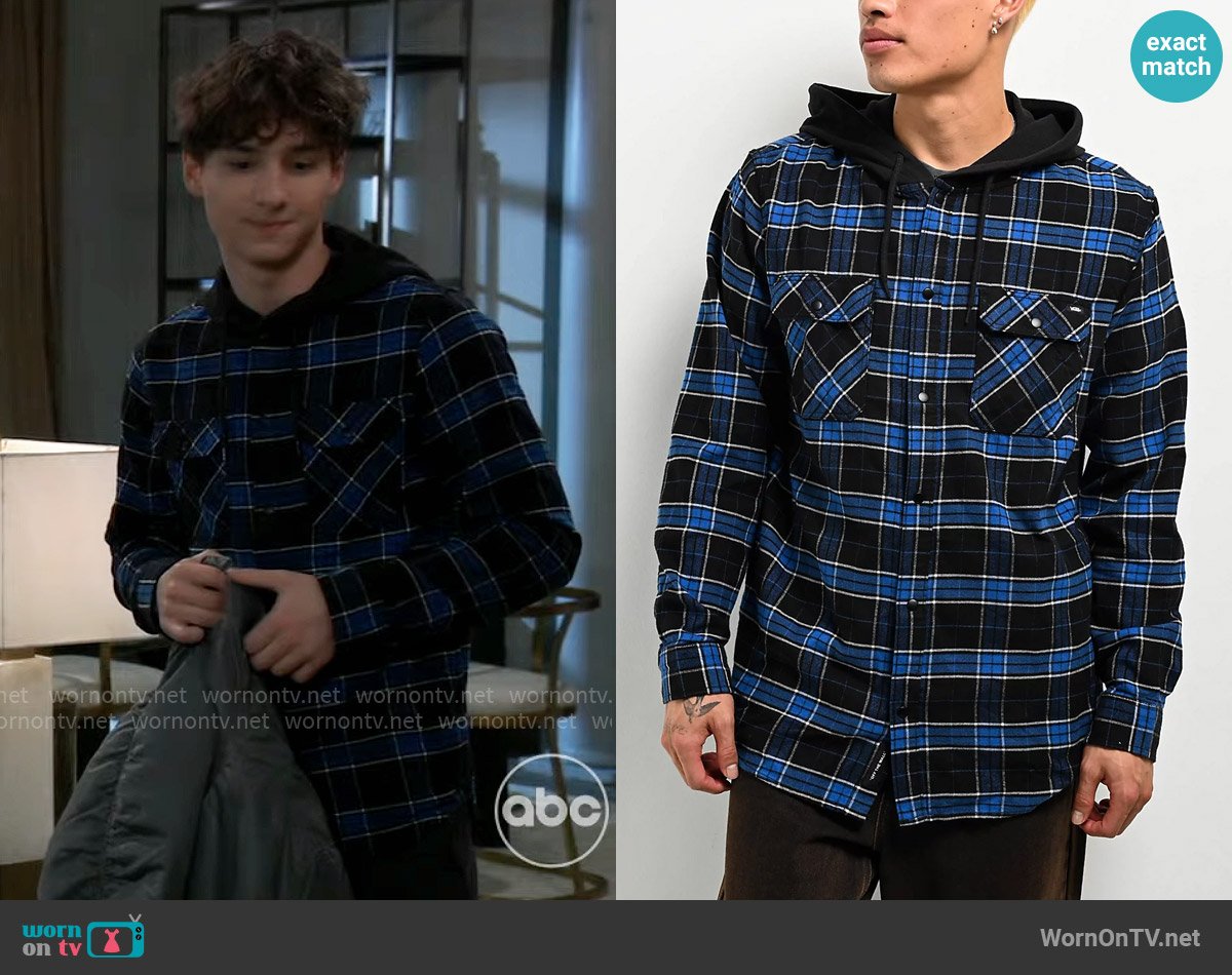 Rocco’s blue checked shirt on General Hospital