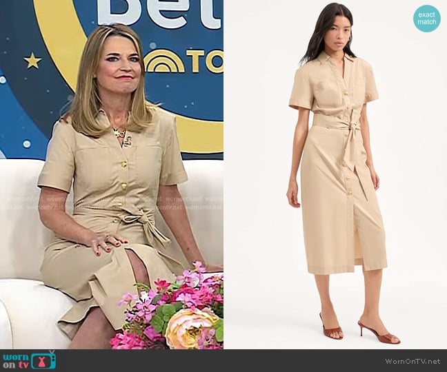 Veronica Beard Tabby Midi Dress in Stone Khaki worn by Savannah Guthrie on Today