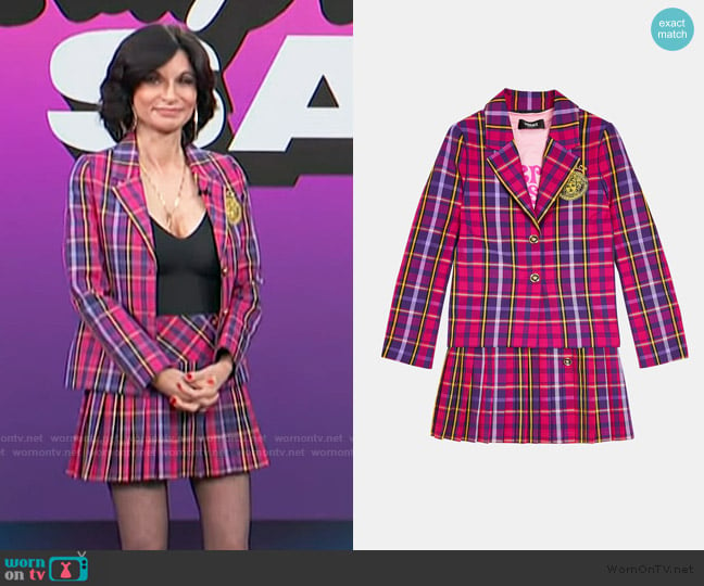 Versace Kids Tartan Embroidered Logo Blazer worn by Julia Haart on Access Hollywood