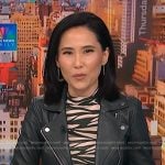 Vicky’s black leather moto jacket on NBC News Daily