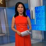 Vicky’s red belted midi dress on NBC News Daily