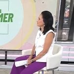 Vicky’s white tweed vest and purple flare pants on Today
