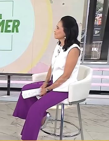 Vicky's white tweed vest and purple flare pants on Today