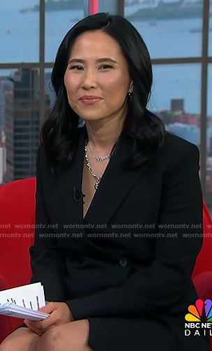 Vicky's black double breasted blazer dress on NBC News Daily