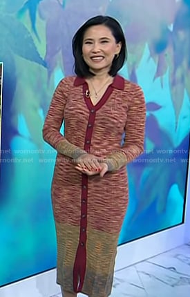Vicky’s red space dye knit dress on Today