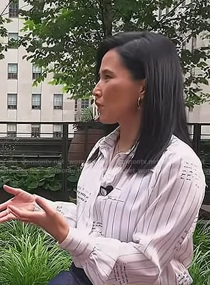 Vicky's white striped button down shirt on NBC News Daily